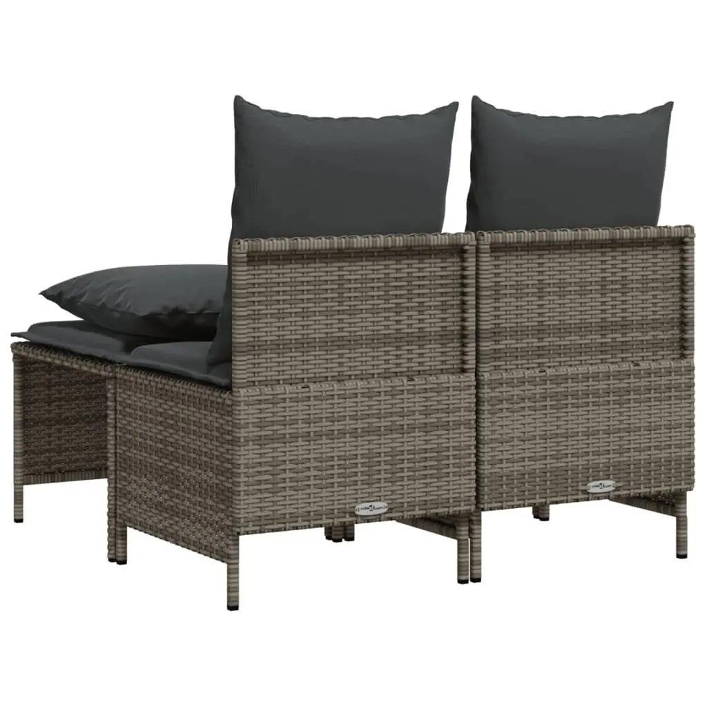 4 Piece Outdoor Garden Sofa Set Grey Poly Rattan with Cushions