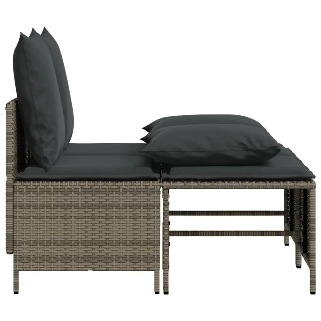 4 Piece Outdoor Garden Sofa Set Grey Poly Rattan with Cushions