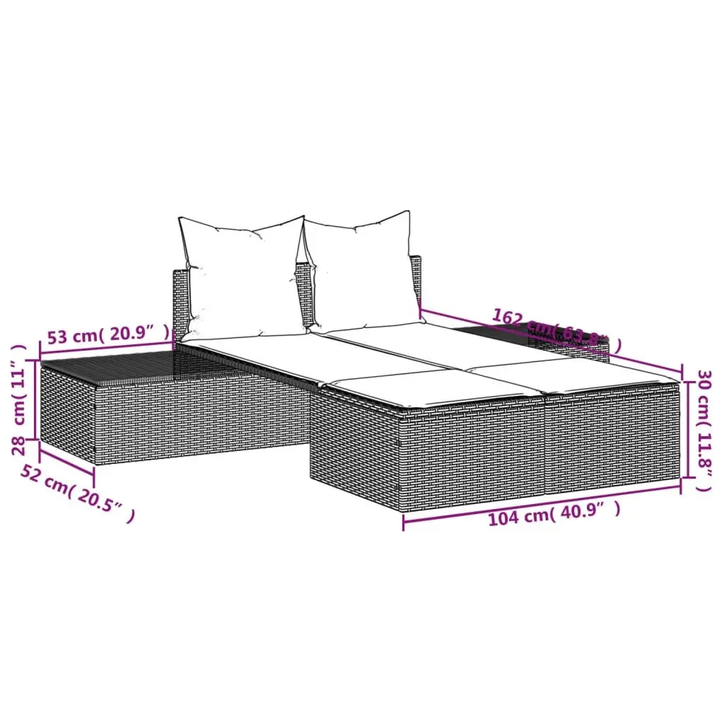 Double Sun Lounger for Outdoor Spaces