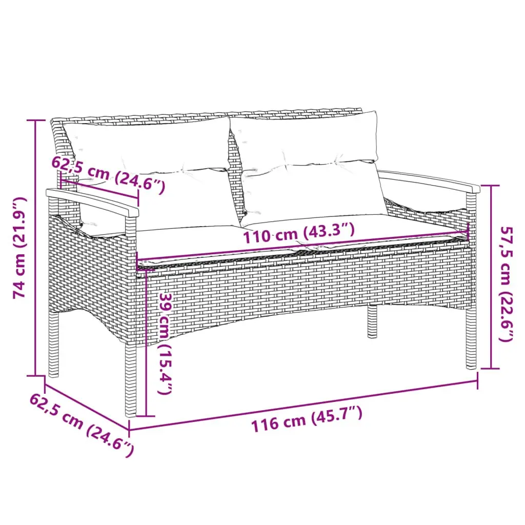 Garden Bench with Cushions for Outdoor Fun