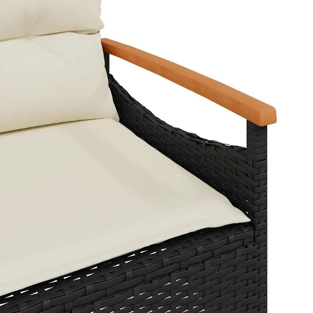 3 Piece Outdoor Garden Sofa Set Black Poly Rattan with Cushions