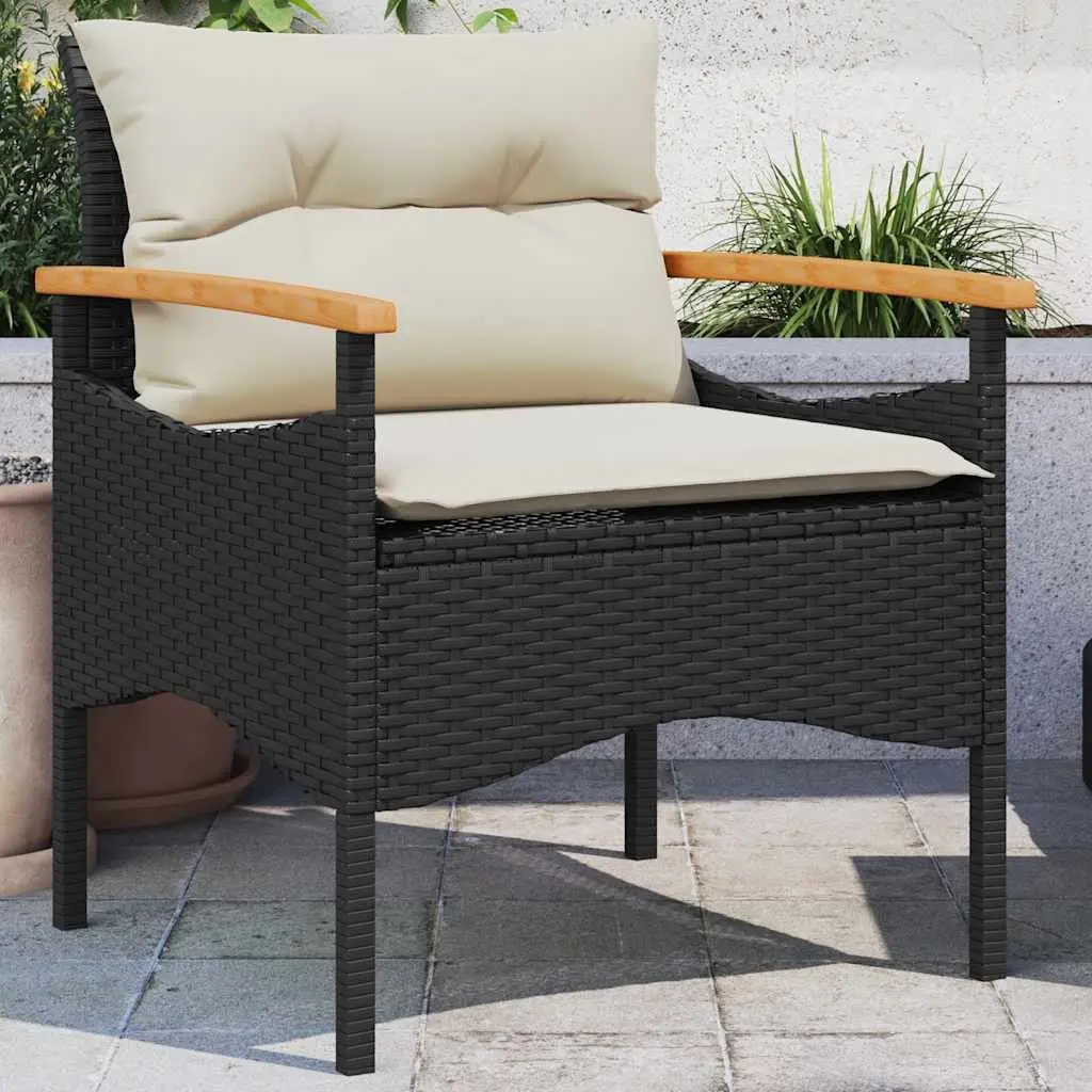 3 Piece Outdoor Garden Sofa Set Black Poly Rattan with Cushions