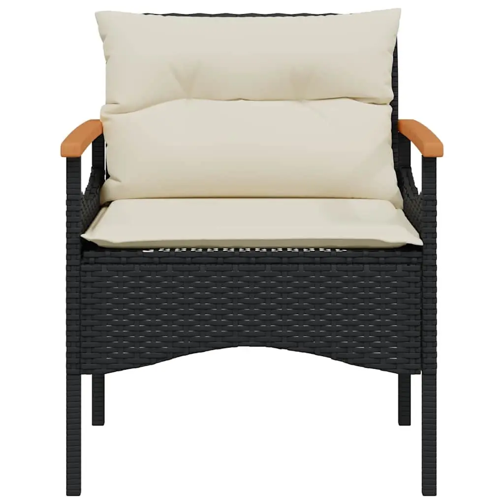 3 Piece Outdoor Garden Sofa Set Black Poly Rattan with Cushions