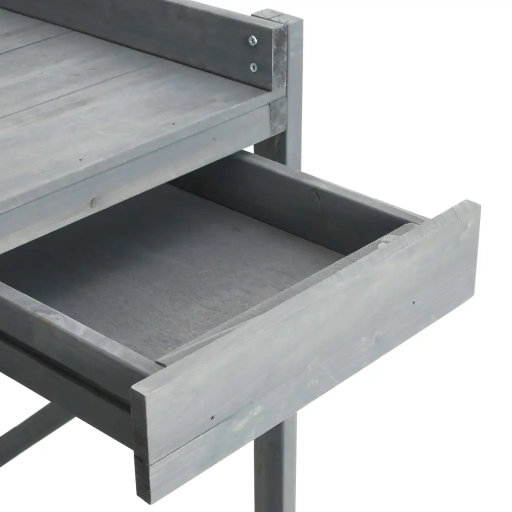 Potting Bench with Trellis Grey Solid Wood Fir Garden Plant Stand