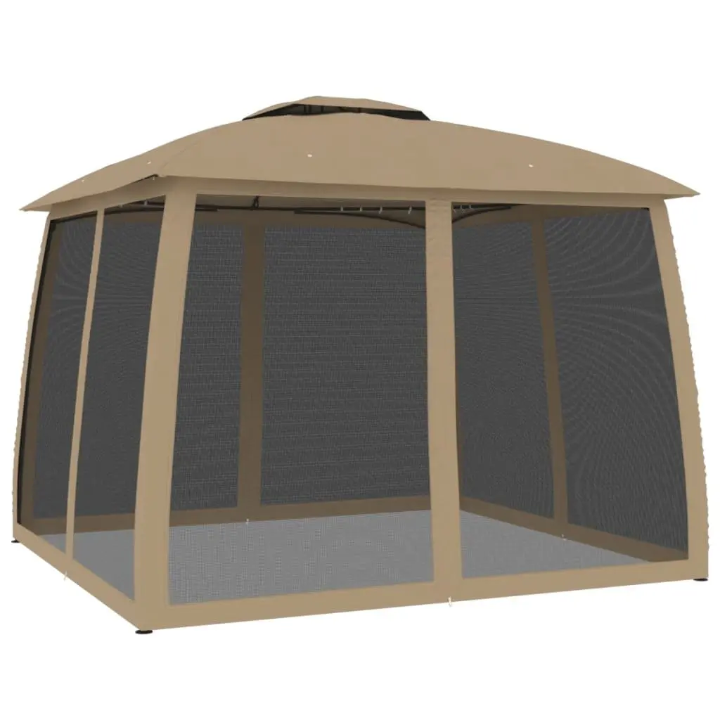 Gazebo Double Roof Mesh Walls 2.93m Outdoor Canopy Tent Garden Patio Shelter