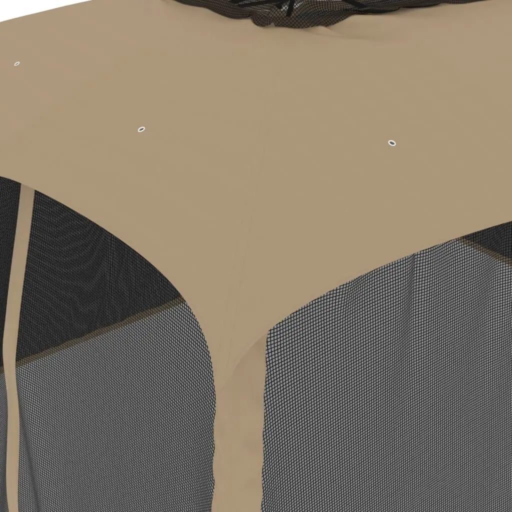 Gazebo Double Roof Mesh Walls Outdoor Taupe 3.93x2.93m Steel Frame