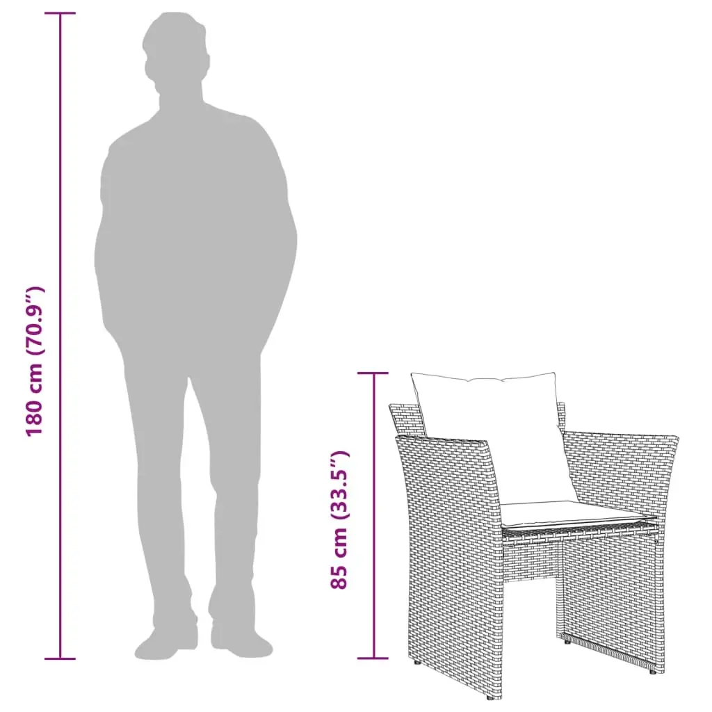 Garden Chair with Footstool Black Poly Rattan Outdoor Armchair