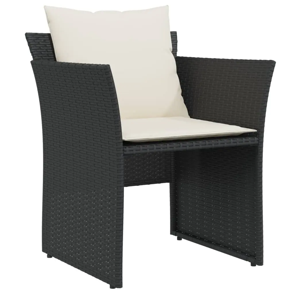 Garden Chair with Footstool Black Poly Rattan Outdoor Armchair