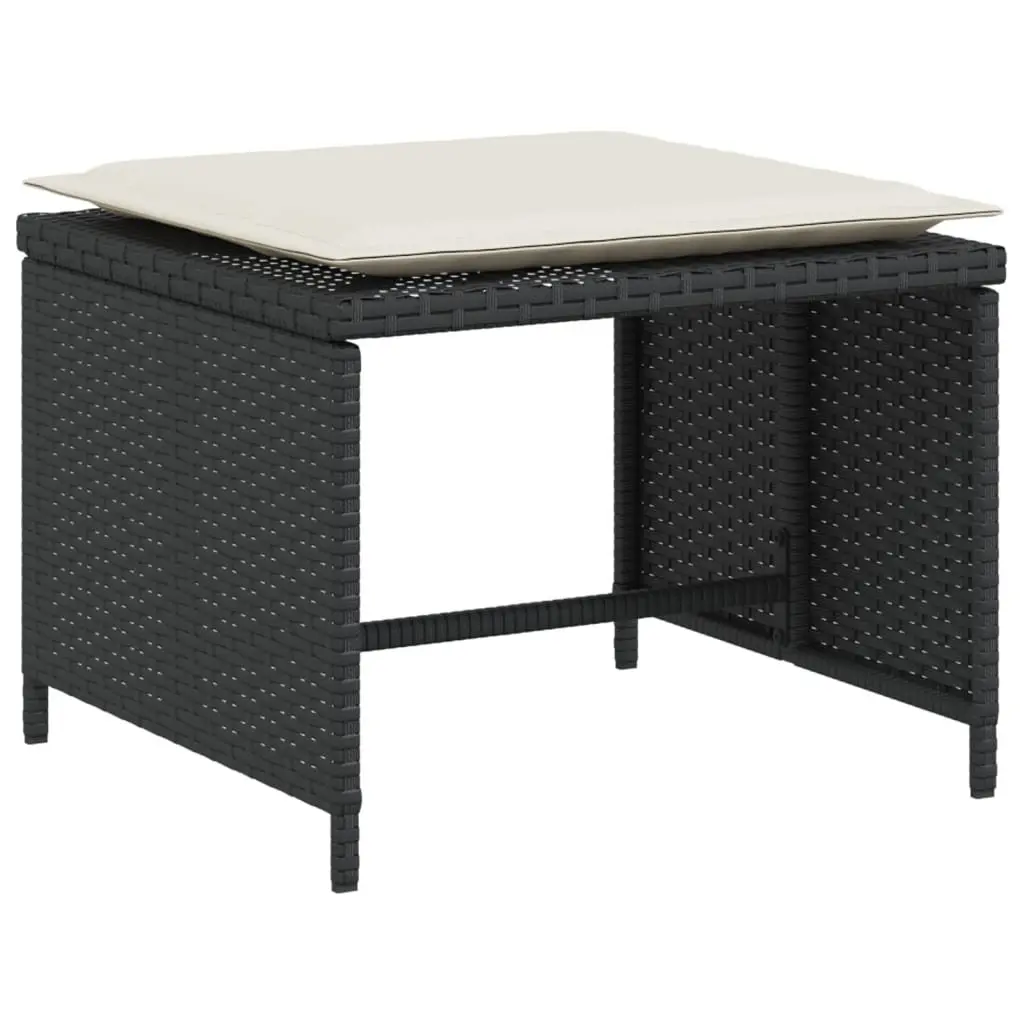 Garden Chair with Footstool Black Poly Rattan Outdoor Armchair
