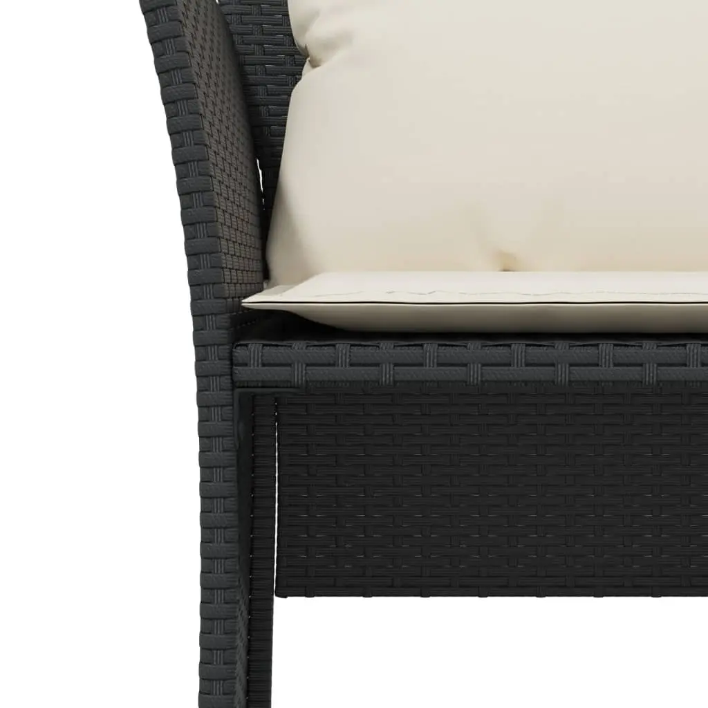 Garden Chair with Footstool Black Poly Rattan Outdoor Armchair