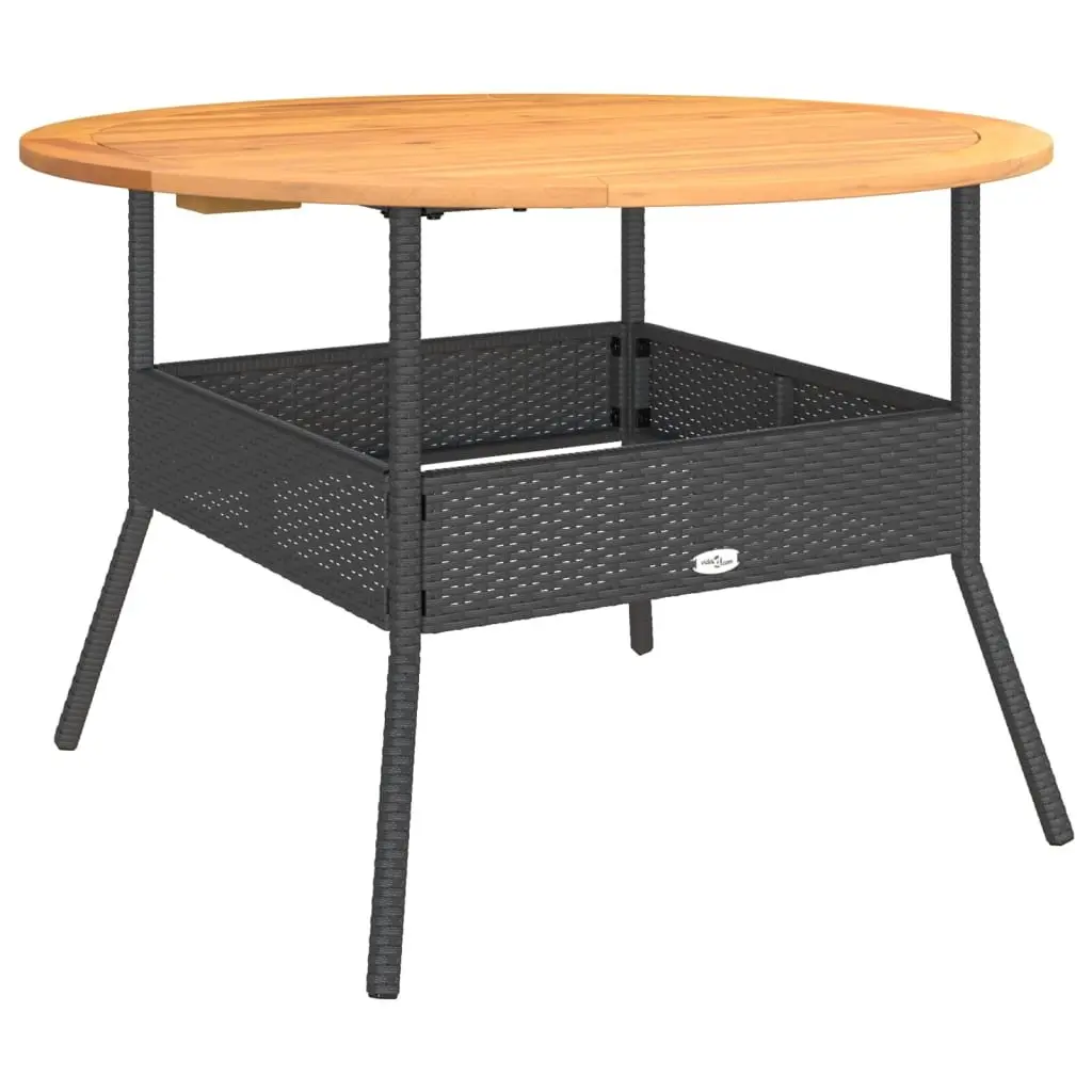 Garden Table PE Rattan Black Round 110 cm