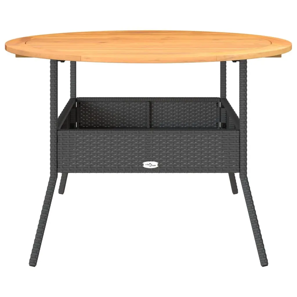 Garden Table PE Rattan Black Round 110 cm