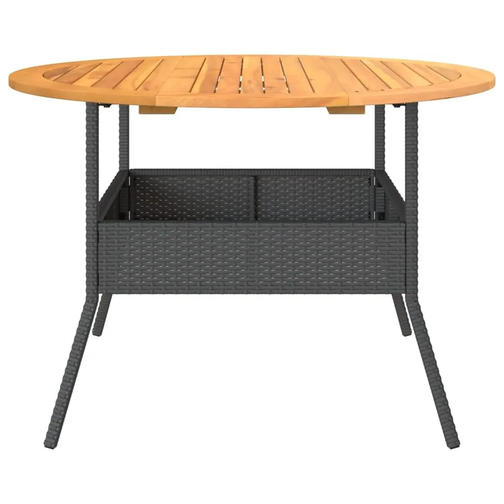 Garden Table PE Rattan Black Round 110 cm