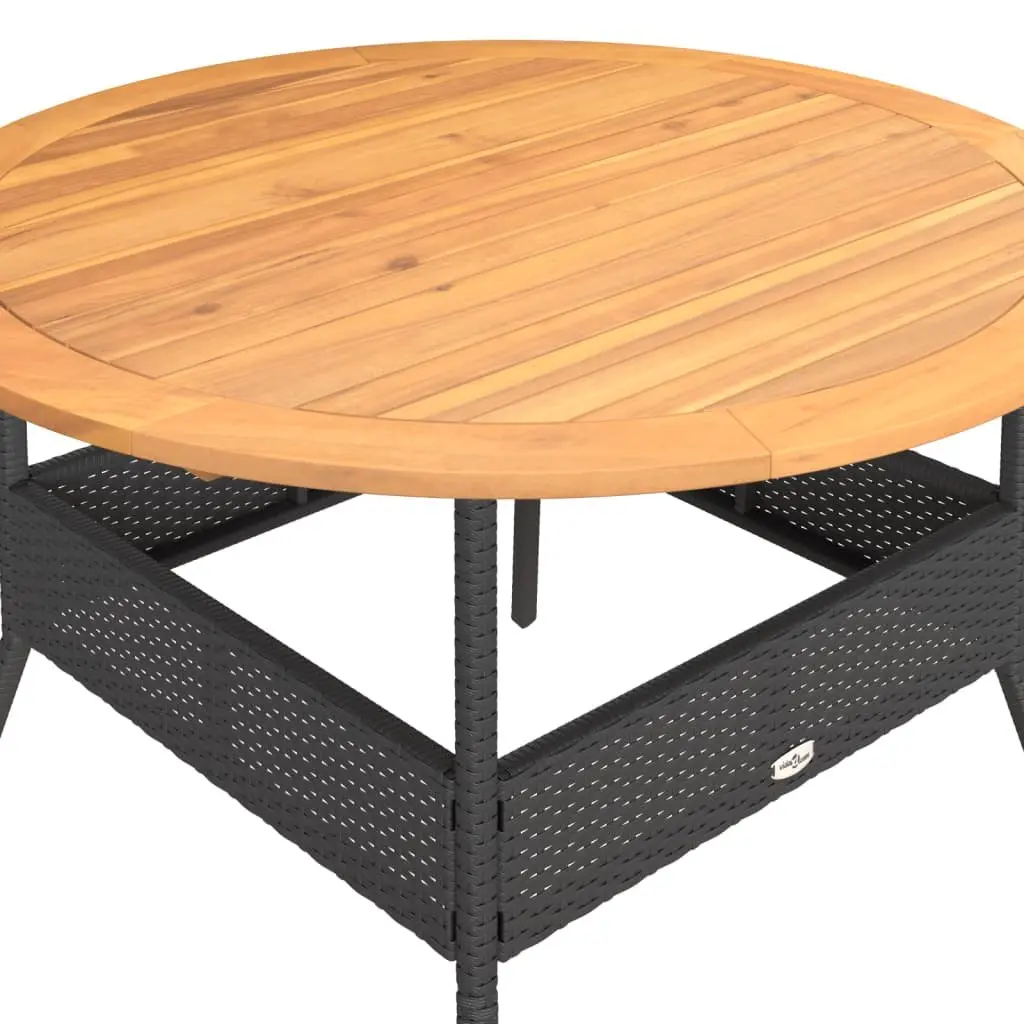 Garden Table PE Rattan Black Round 110 cm
