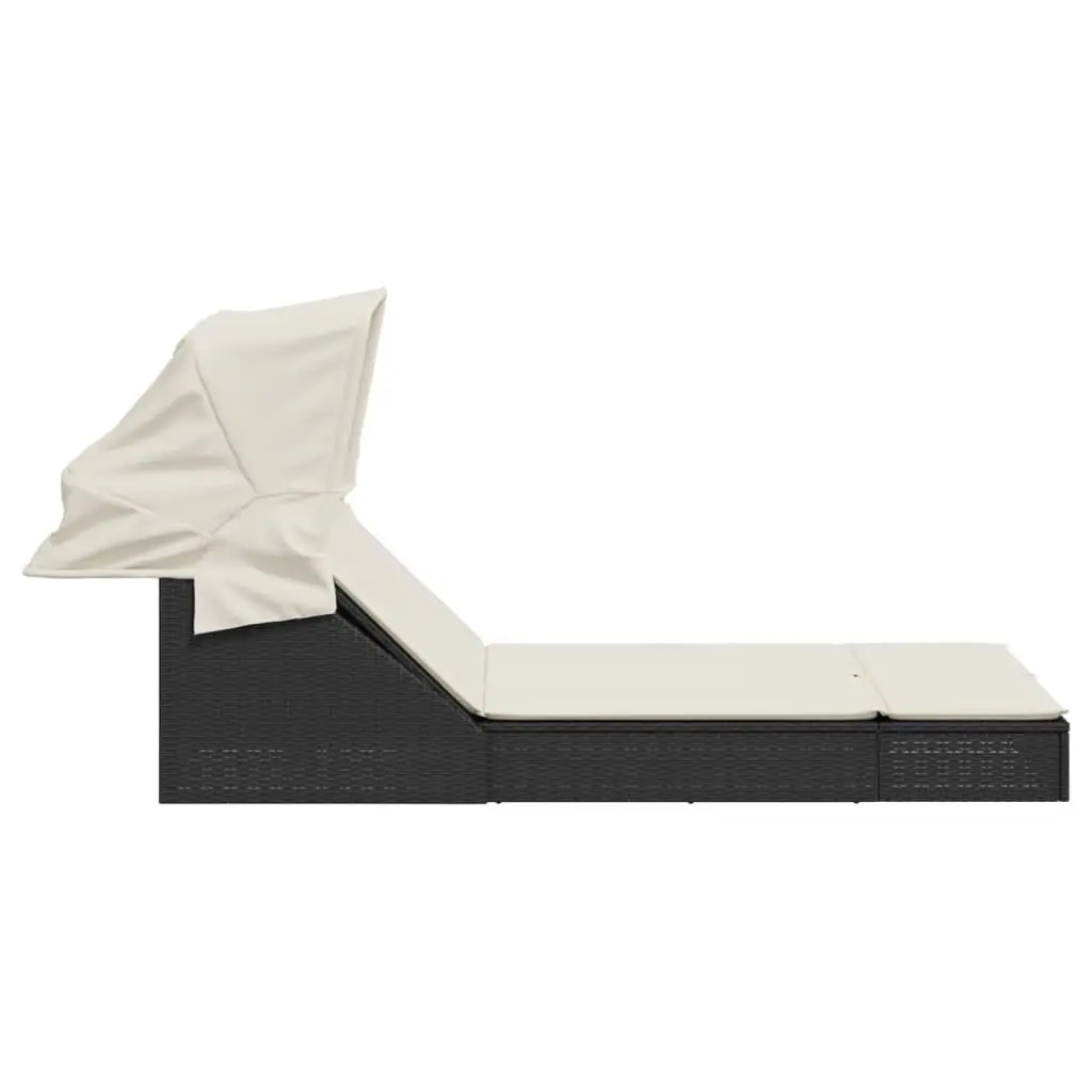 Double Sun Lounger Adjustable Backrest Retractable Canopy Outdoor Seating