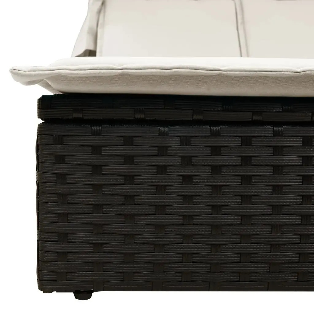Double Sun Lounger Adjustable Backrest Retractable Canopy Outdoor Seating