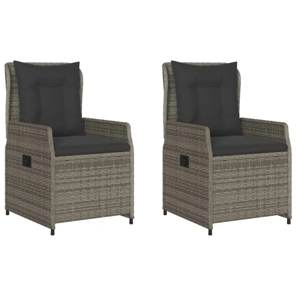 Outdoor Reclining Garden Chairs 2 pcs Grey Poly Rattan Adjustable Backrest