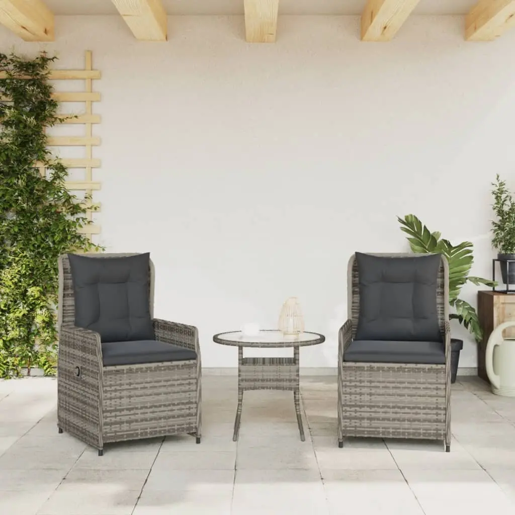 Outdoor Reclining Garden Chairs 2 pcs Grey Poly Rattan Adjustable Backrest
