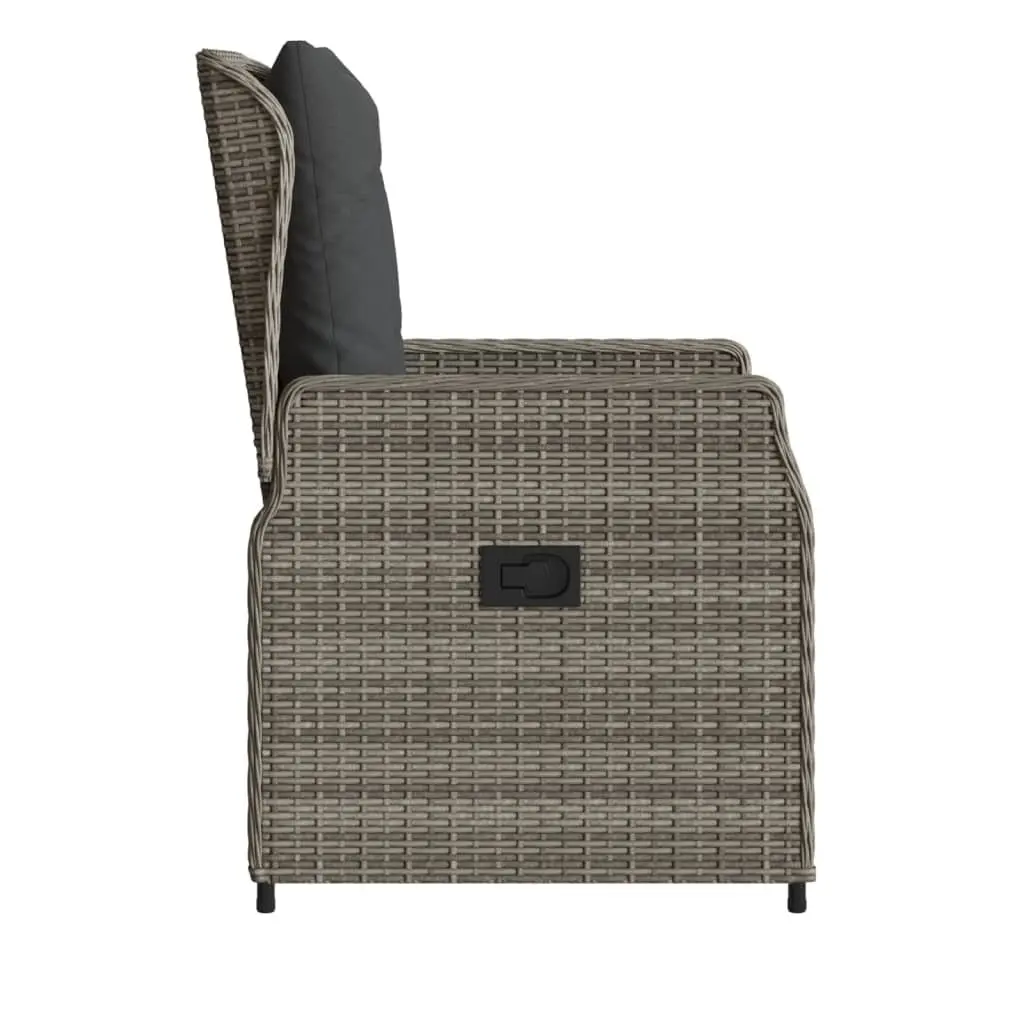Outdoor Reclining Garden Chairs 2 pcs Grey Poly Rattan Adjustable Backrest