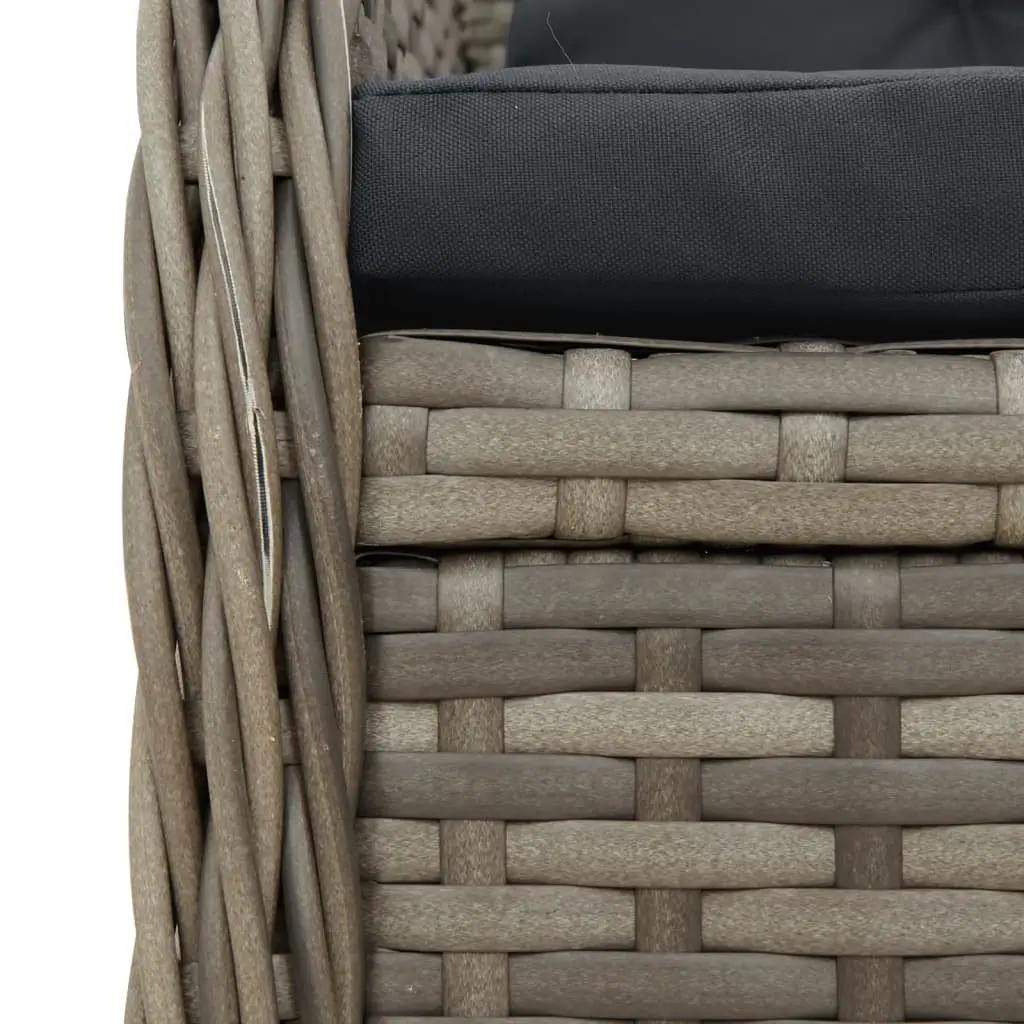 Outdoor Reclining Garden Chairs 2 pcs Grey Poly Rattan Adjustable Backrest