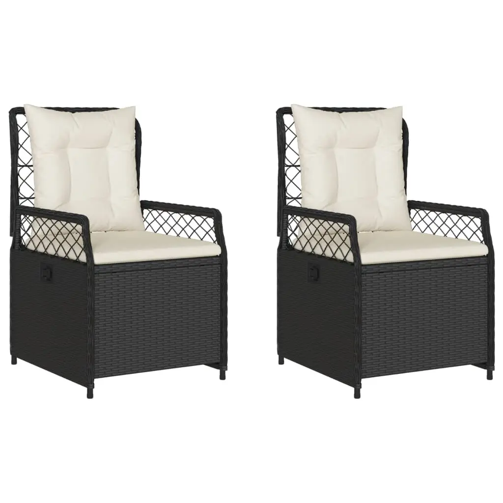 Reclining Outdoor Chairs Adjustable Backrest 2 pcs Black Garden Seating