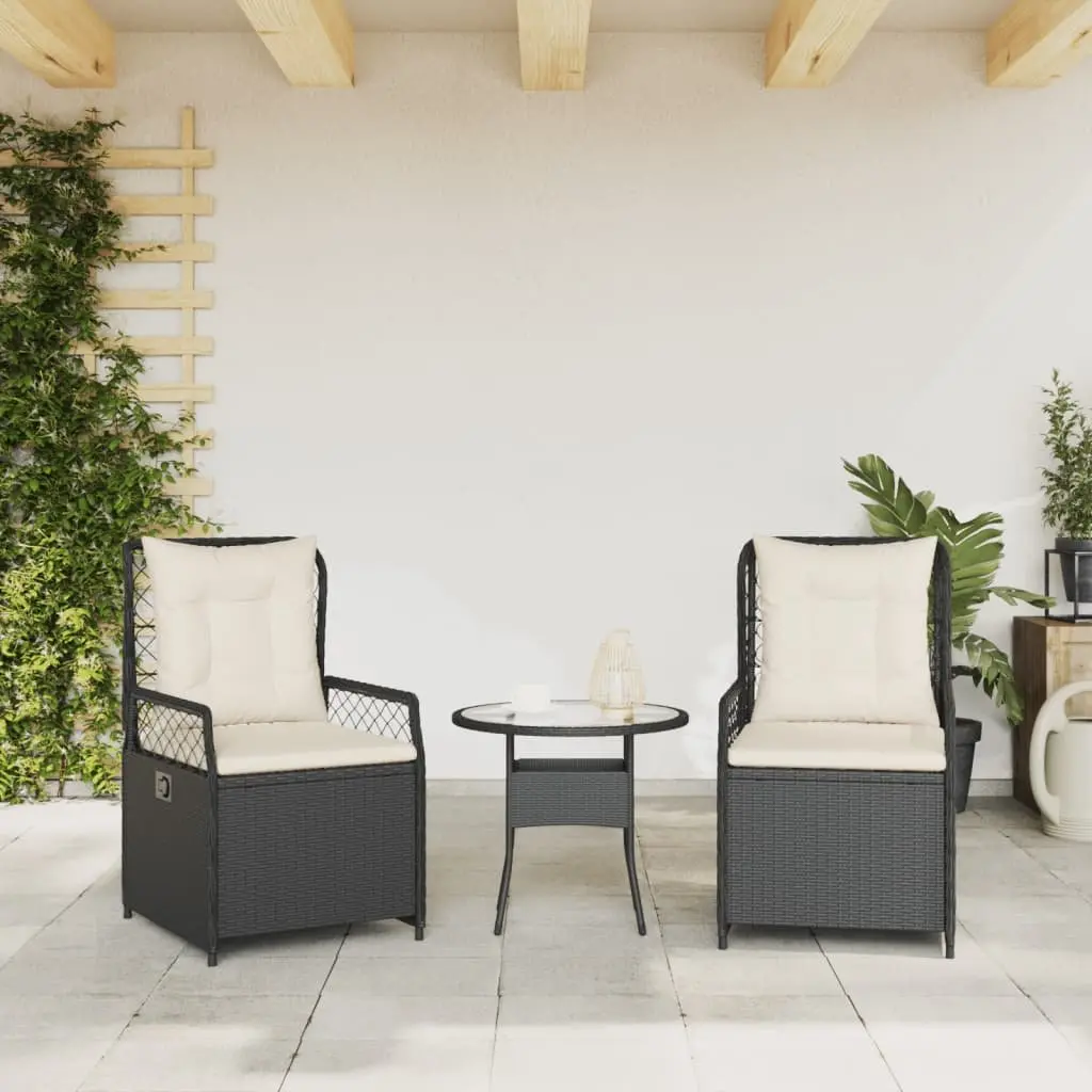 Reclining Outdoor Chairs Adjustable Backrest 2 pcs Black Garden Seating