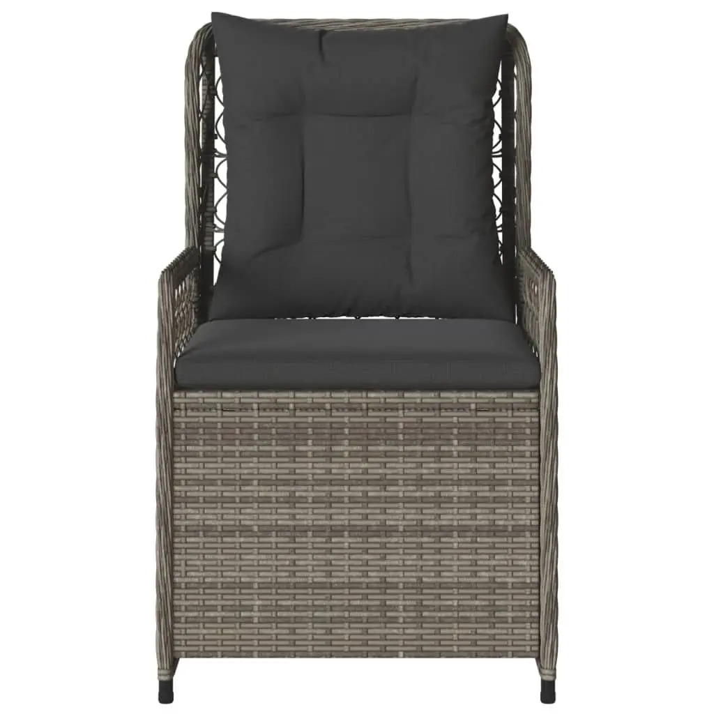 Outdoor Reclining Garden Chairs Adjustable Backrest Cushioned 2 Piece Grey PE Rattan