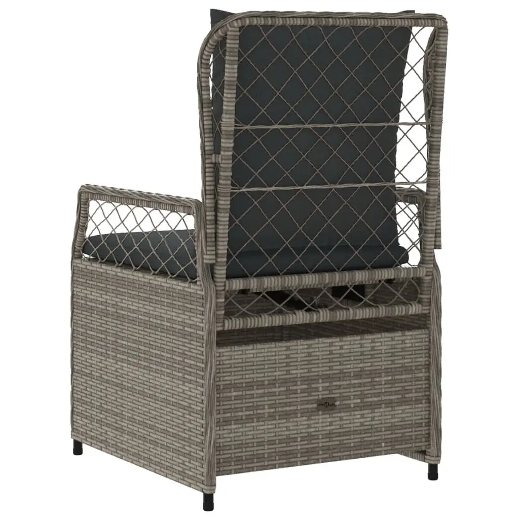 Outdoor Reclining Garden Chairs Adjustable Backrest Cushioned 2 Piece Grey PE Rattan
