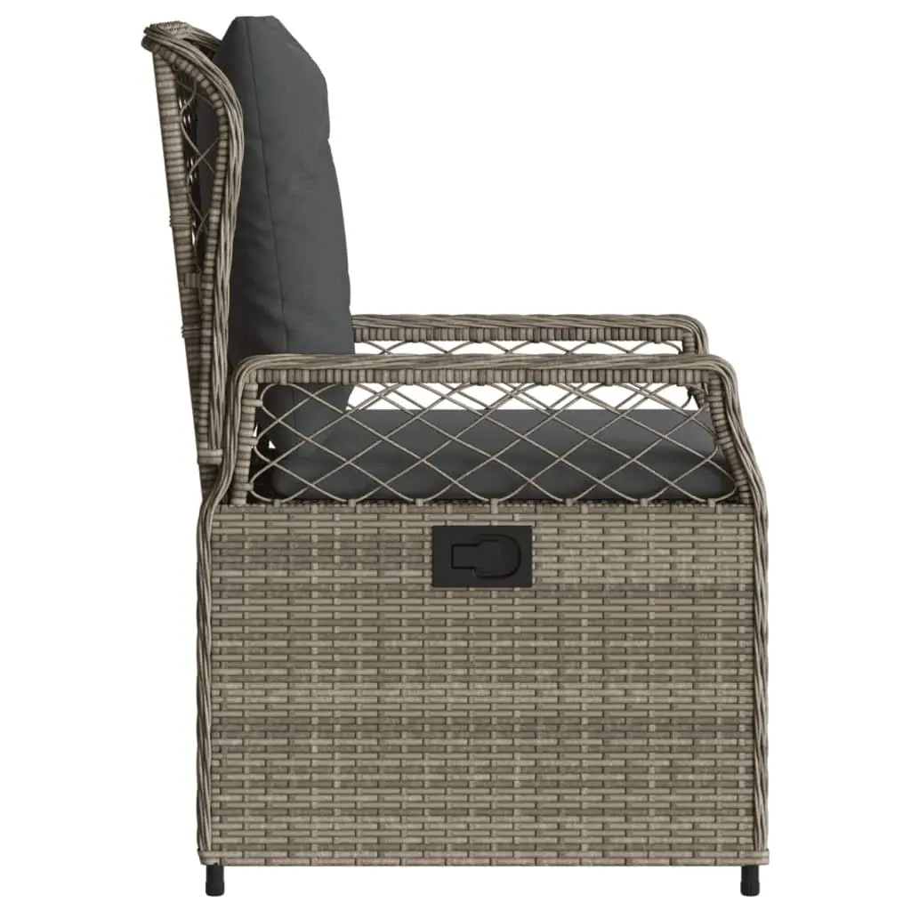 Outdoor Reclining Garden Chairs Adjustable Backrest Cushioned 2 Piece Grey PE Rattan
