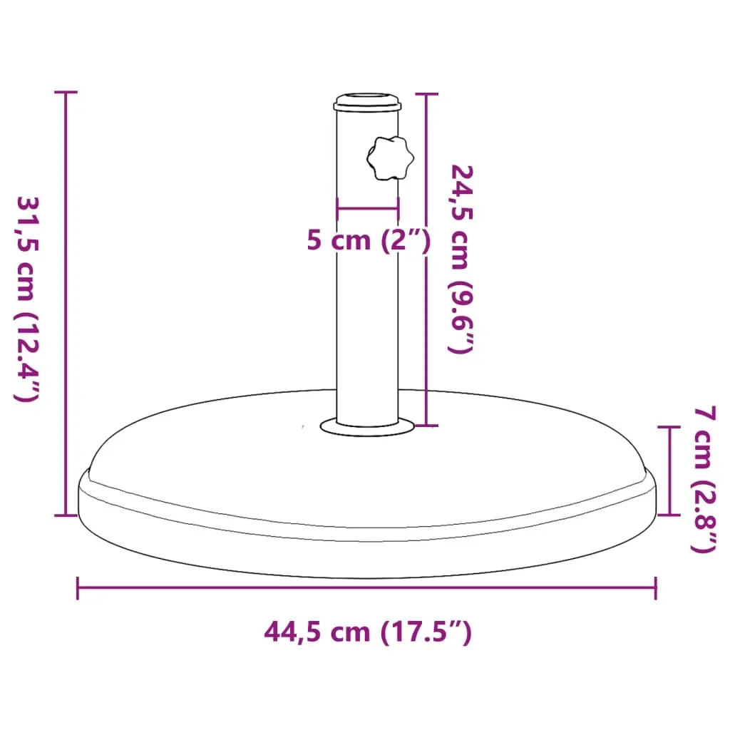 Parasol Base Round Black Ø32/35/38mm Pole Umbrella Stand 15kg Stable Garden