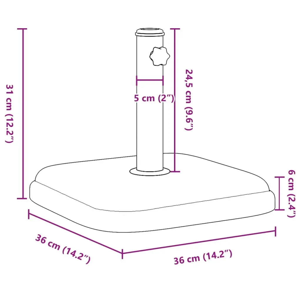 Square Parasol Base Concrete Filled 11 kg for Ø32/35/38 mm Poles