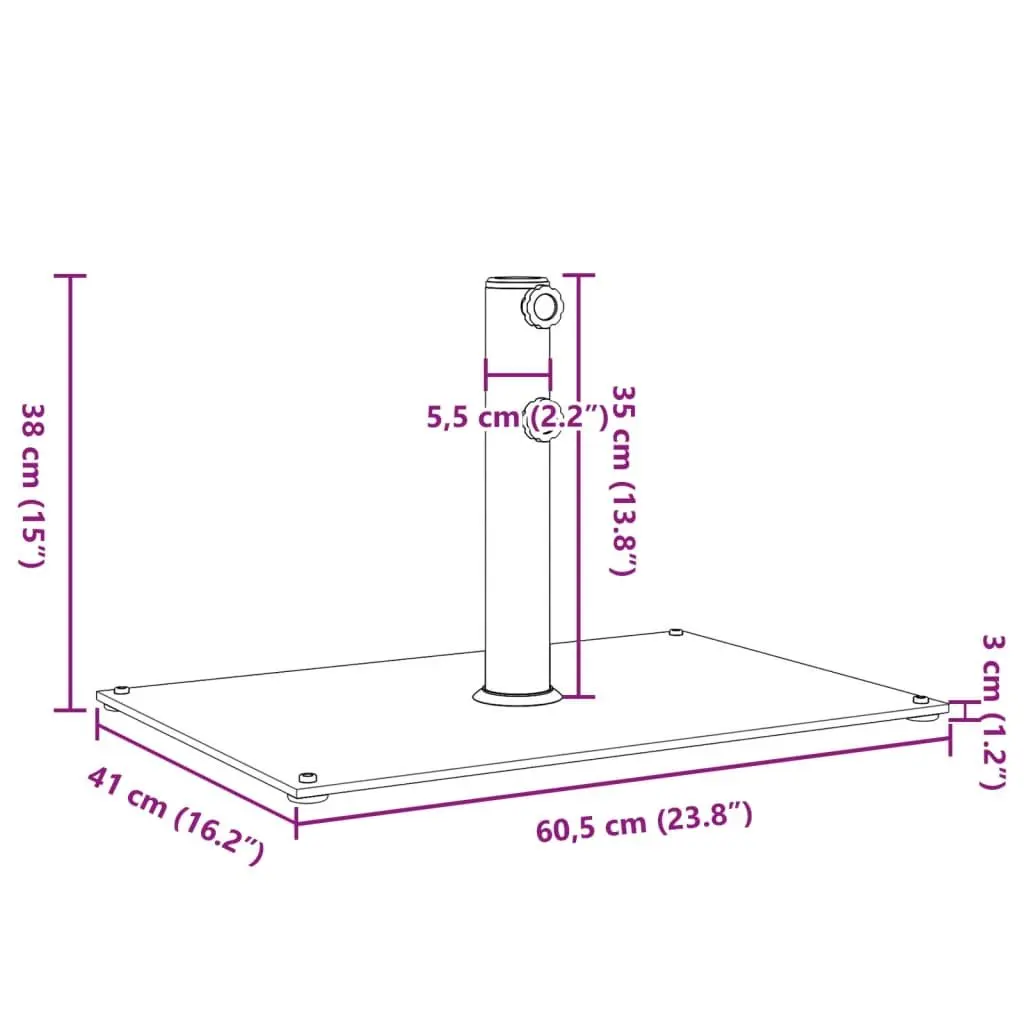 Parasol Base Rectangular 15kg Steel for 32mm 38mm 48mm Poles