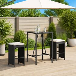 Friendly Black Cushioned Bar Stools - Set of 2 for Outdoors