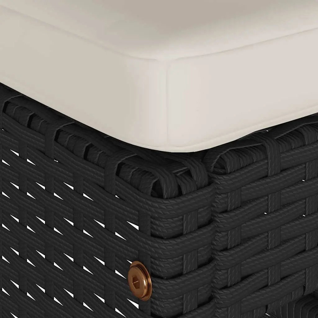 Outdoor Bar Stools Cushioned Black Poly Rattan Set 2 Piece