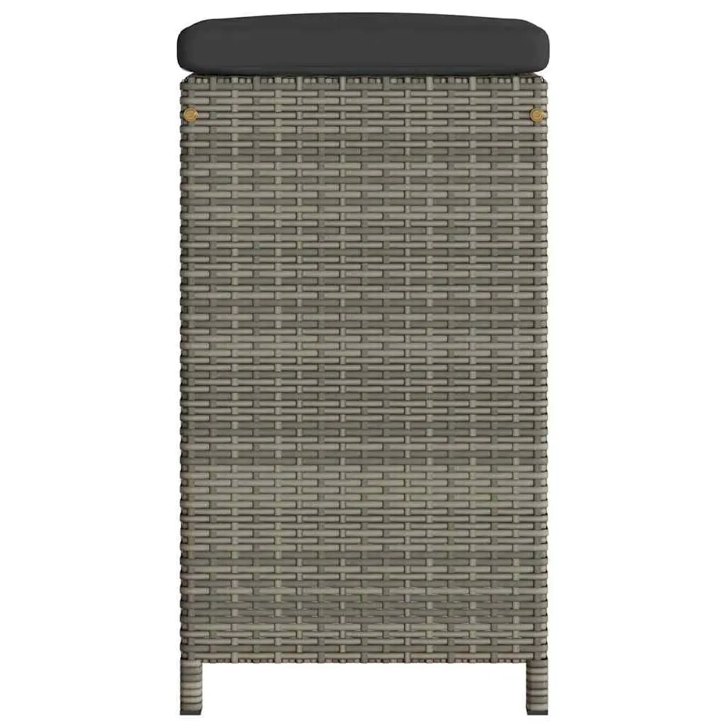 Outdoor Bar Stools Set Grey Padded Cushions 2 Piece