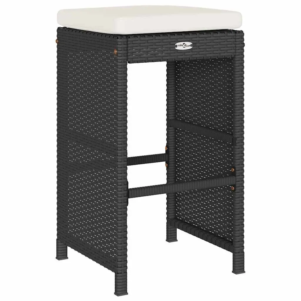 Outdoor Bar Stools Set Padded Cushions Black