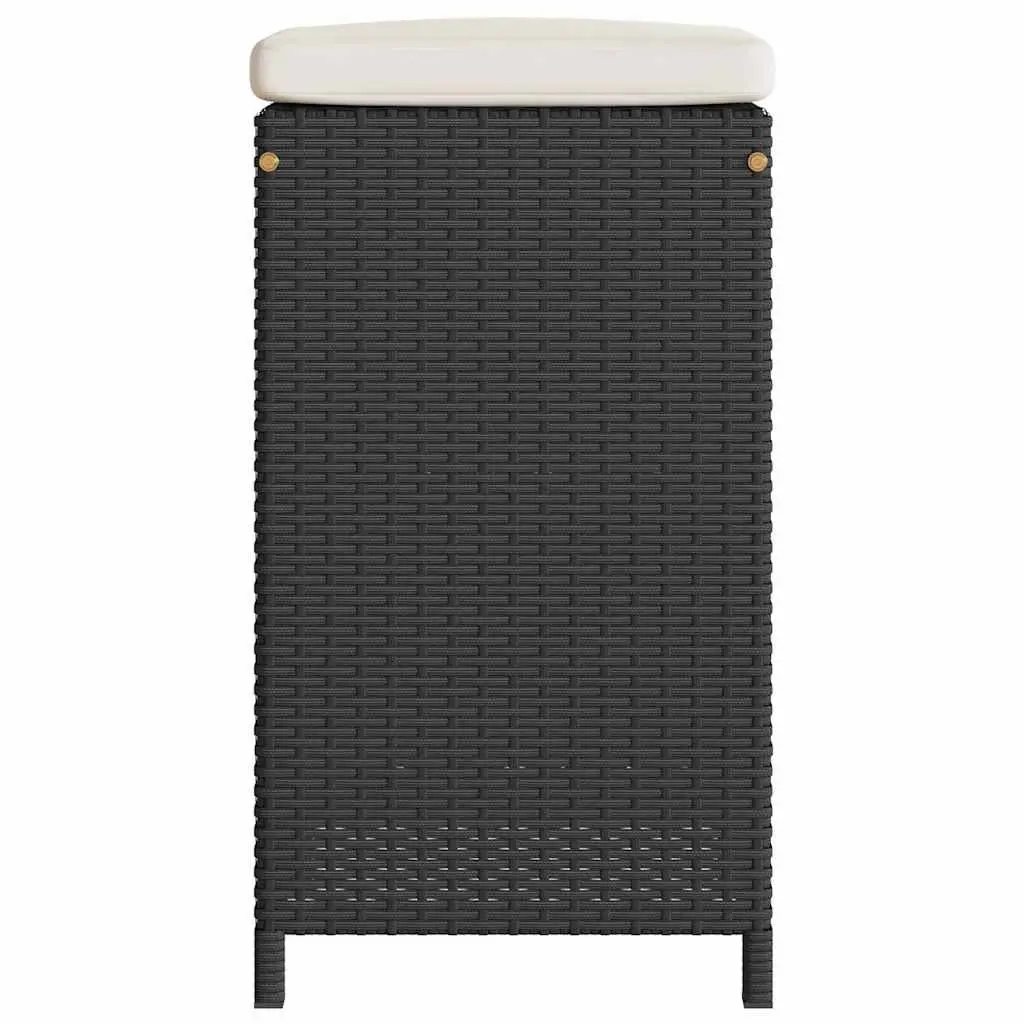 Outdoor Bar Stools Set Padded Cushions Black