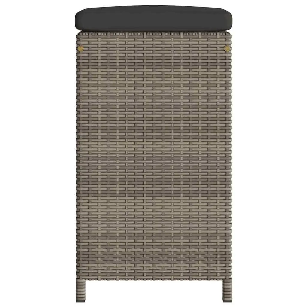 Outdoor Bar Stools Set 4 pcs Garden Seating with Cushions Grey Poly Rattan