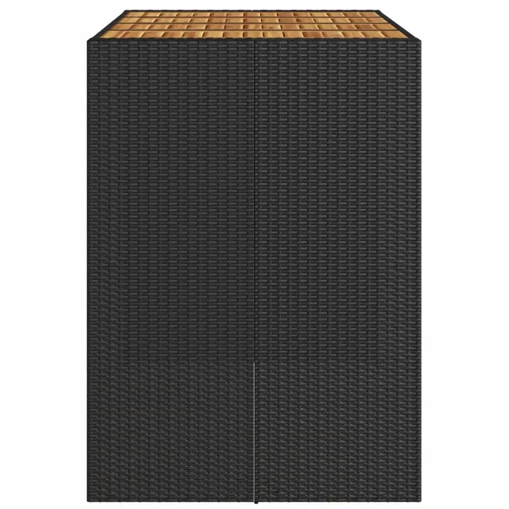 Garden Bar Table Outdoor Furniture Poly Rattan Frame Acacia Wood Top Black 145x80x110cm