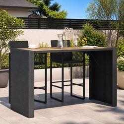 Your Outdoor Bar Table: Black Poly Rattan with Wood Top