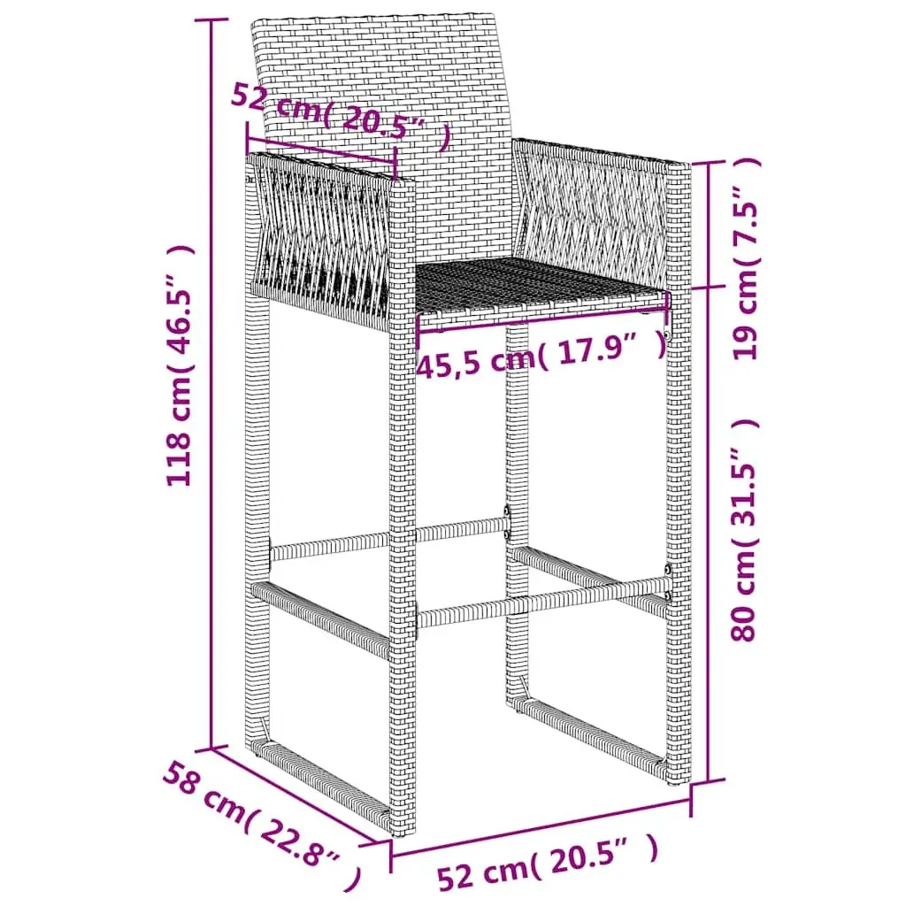 Grey Outdoor Bar Stools Set of 2