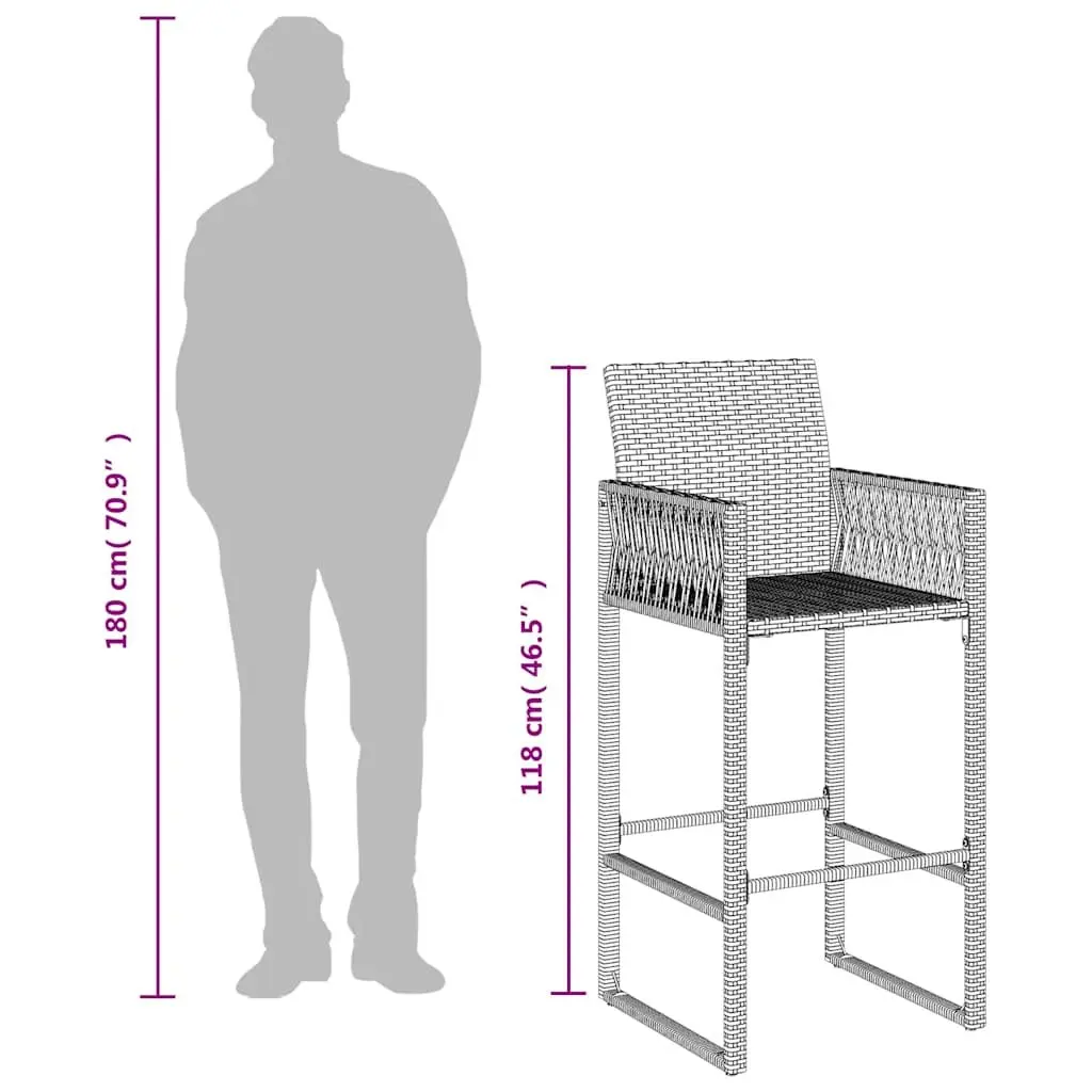 Grey Outdoor Bar Stools Set of 2