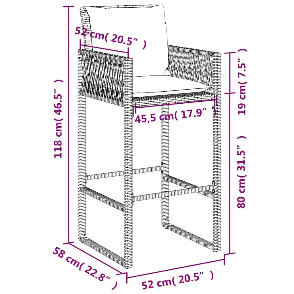 Outdoor Bar Stools Set with Cushions