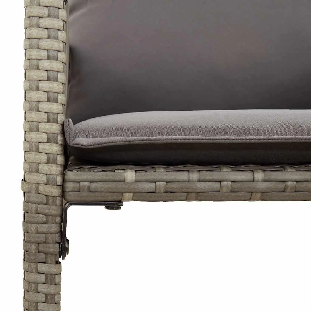 Outdoor Bar Stools with Cushions Grey 2 Piece Poly Rattan Garden Seating