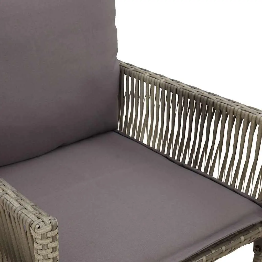 Outdoor Bar Stools with Cushions Grey 2 Piece Poly Rattan Garden Seating