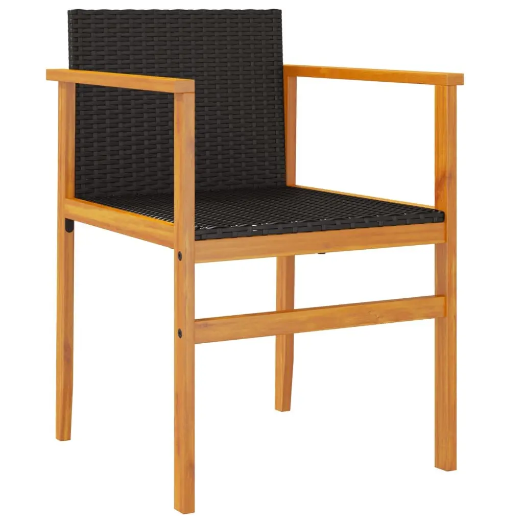 Outdoor Garden Chairs Set of 2 Black Poly Rattan Comfortable Seating Backrest