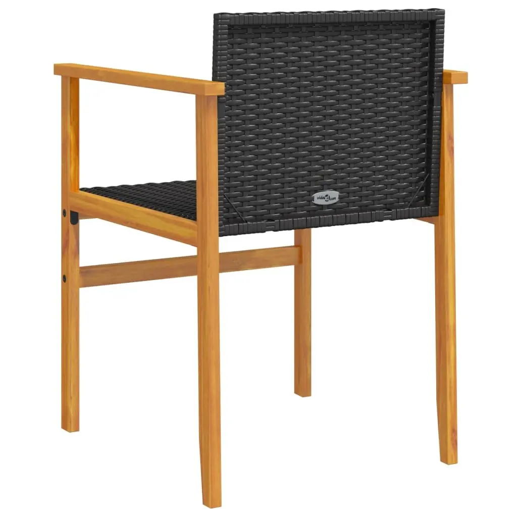 Outdoor Garden Chairs Set of 2 Black Poly Rattan Comfortable Seating Backrest