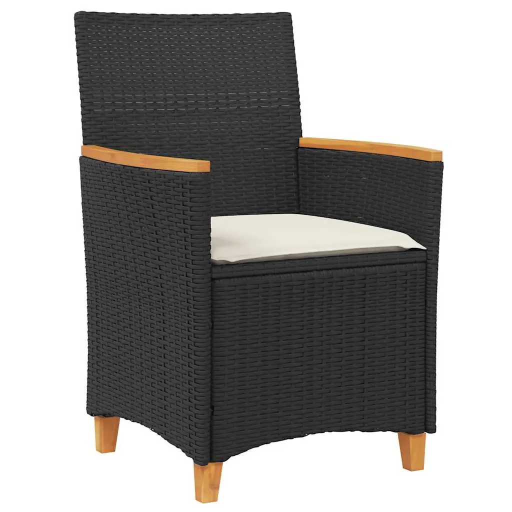 Outdoor Garden Chairs with Cushions Set of 2 Black Rattan Style Seating