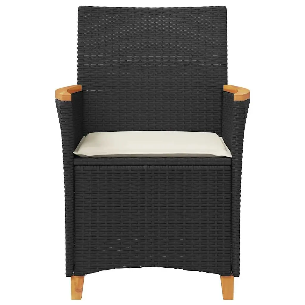 Outdoor Garden Chairs with Cushions Set of 2 Black Rattan Style Seating