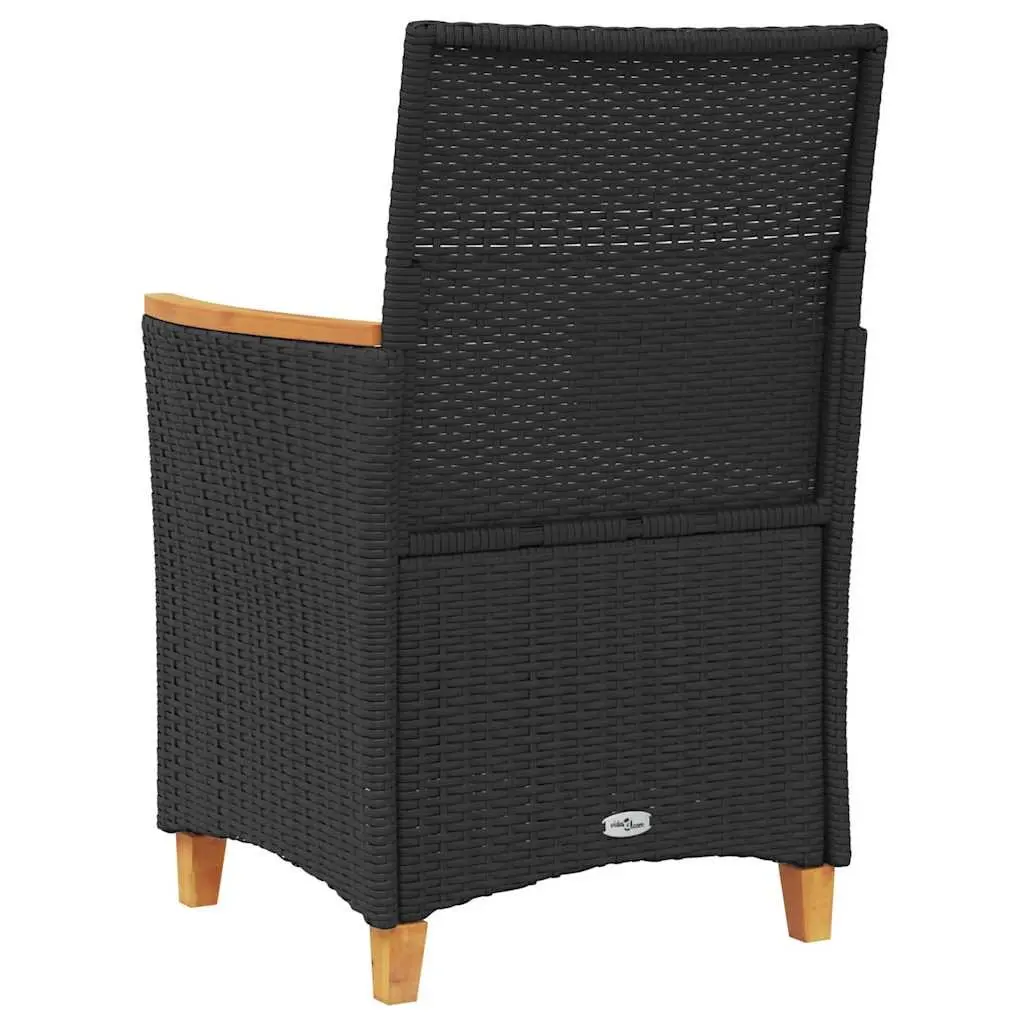 Outdoor Garden Chairs with Cushions Set of 2 Black Rattan Style Seating